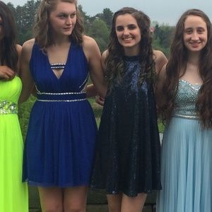 Nasty Gal halter blue sequin dress